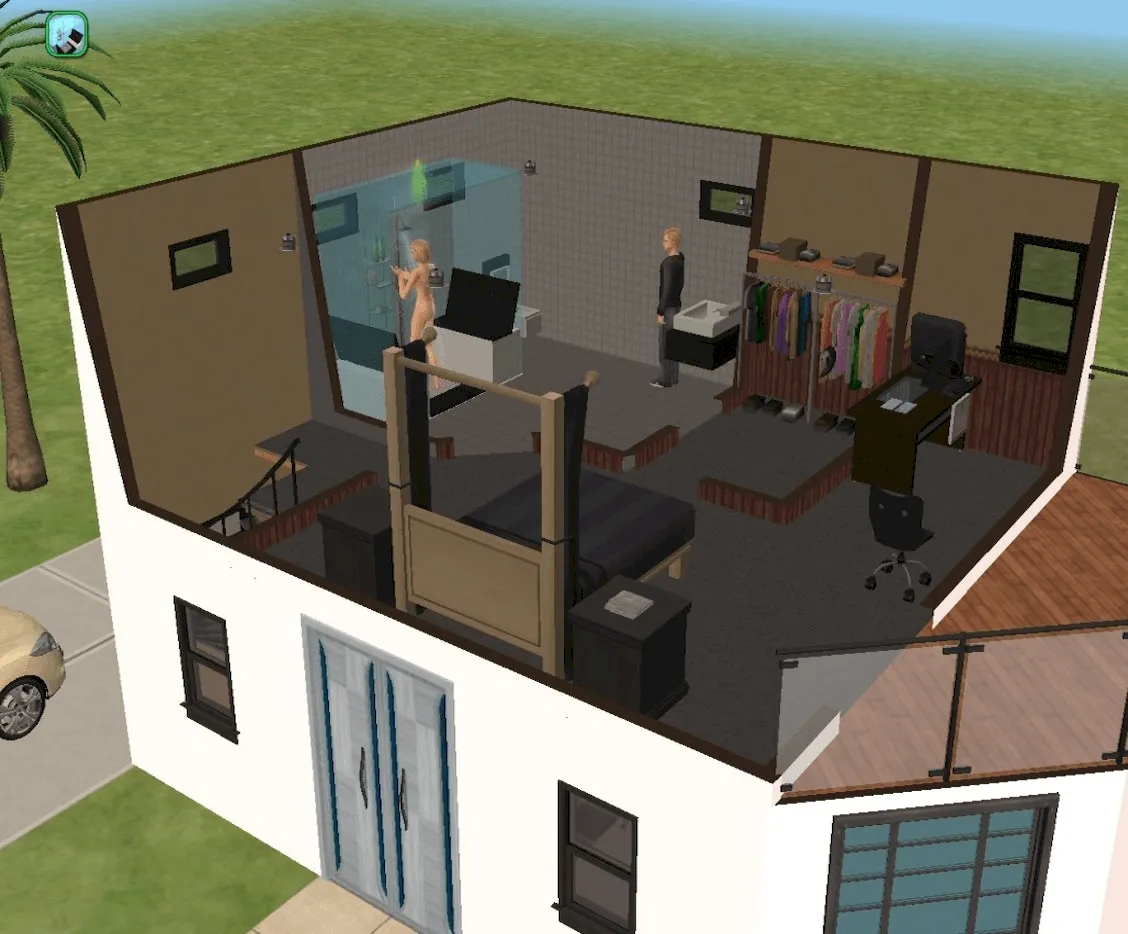 Gavin watching Gillian shower