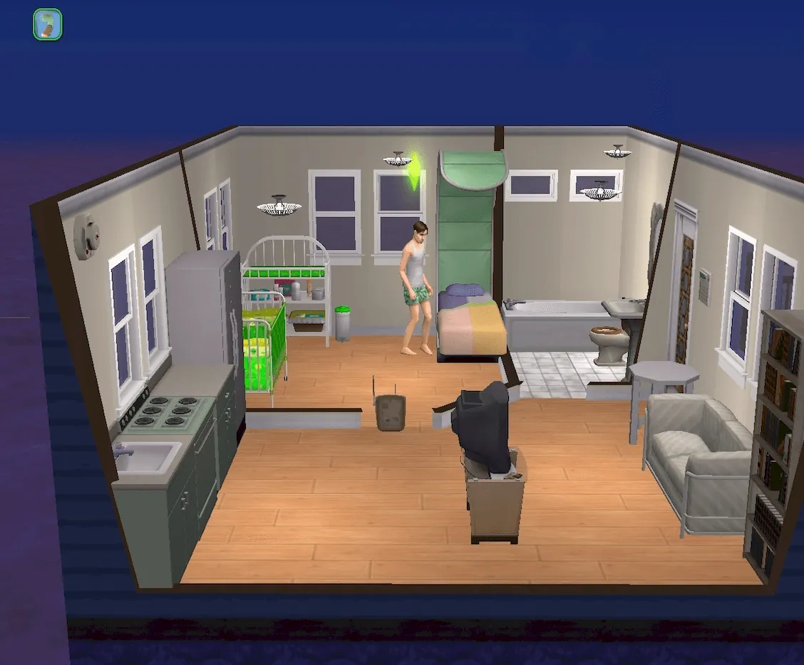 Eliott checking the crib