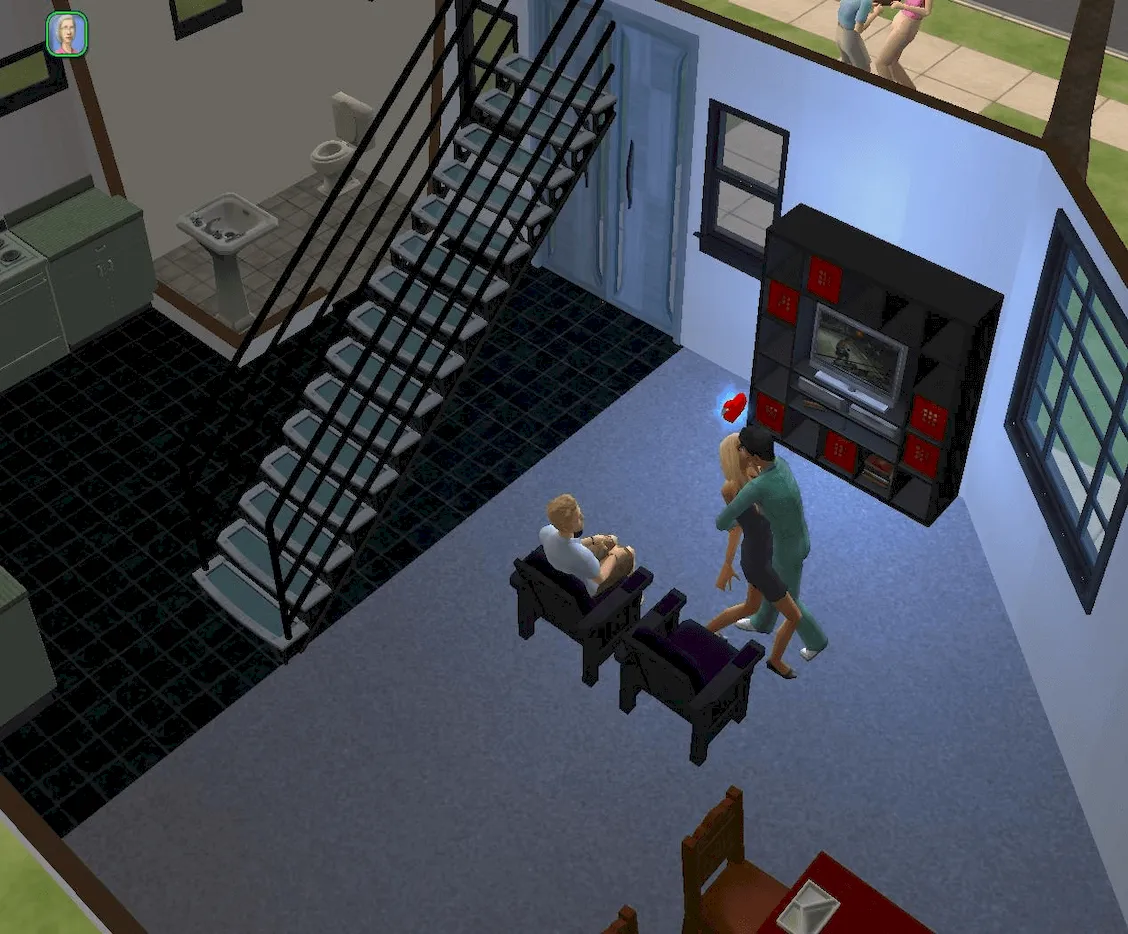 Dina and Don flirting in the lounge