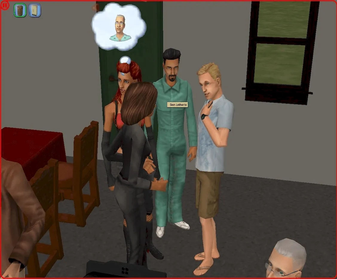 Coral sitting and eating spaghetti in front of the guests