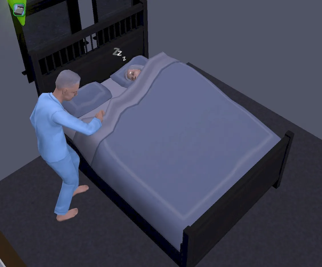 Herb and Coral both fast asleep in bed