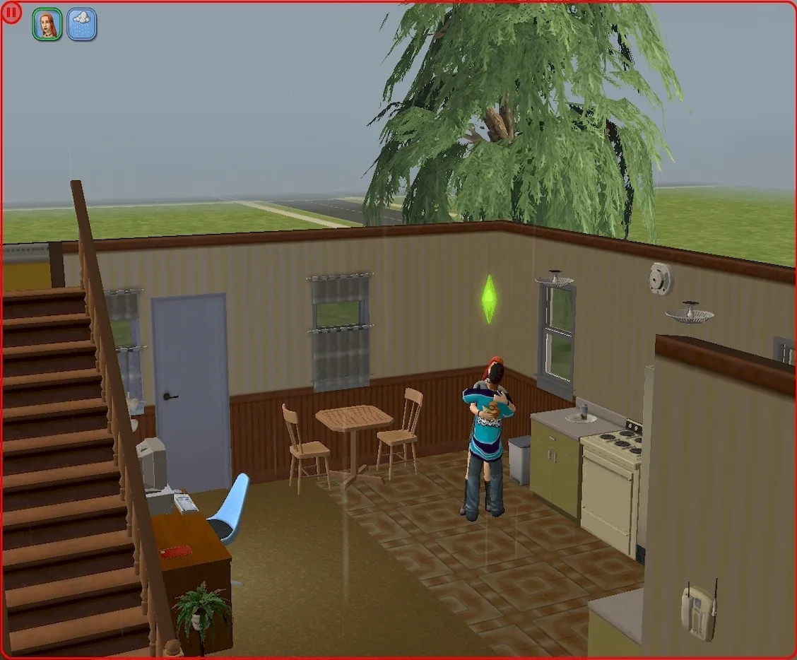 Dirk doing homework while Lilith games